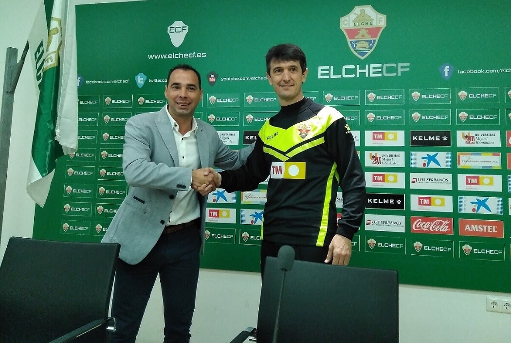 Pacheta junto a Jorge Cordero en su presentación como entrenador del Elche C.F. / Elchedirecto.com
