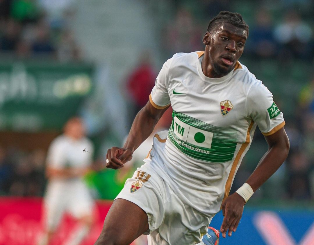 Randy Nteka, durante su debut con el Elche CF / Elche CF