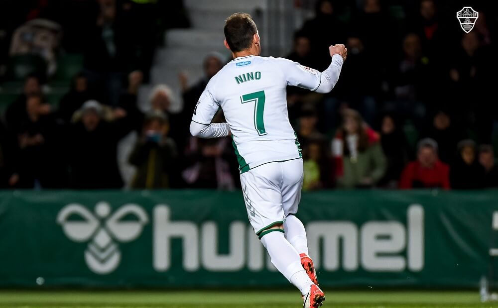 Nino celebra un gol con el Elche CF / Sonia Arcos - Elche CF Oficial